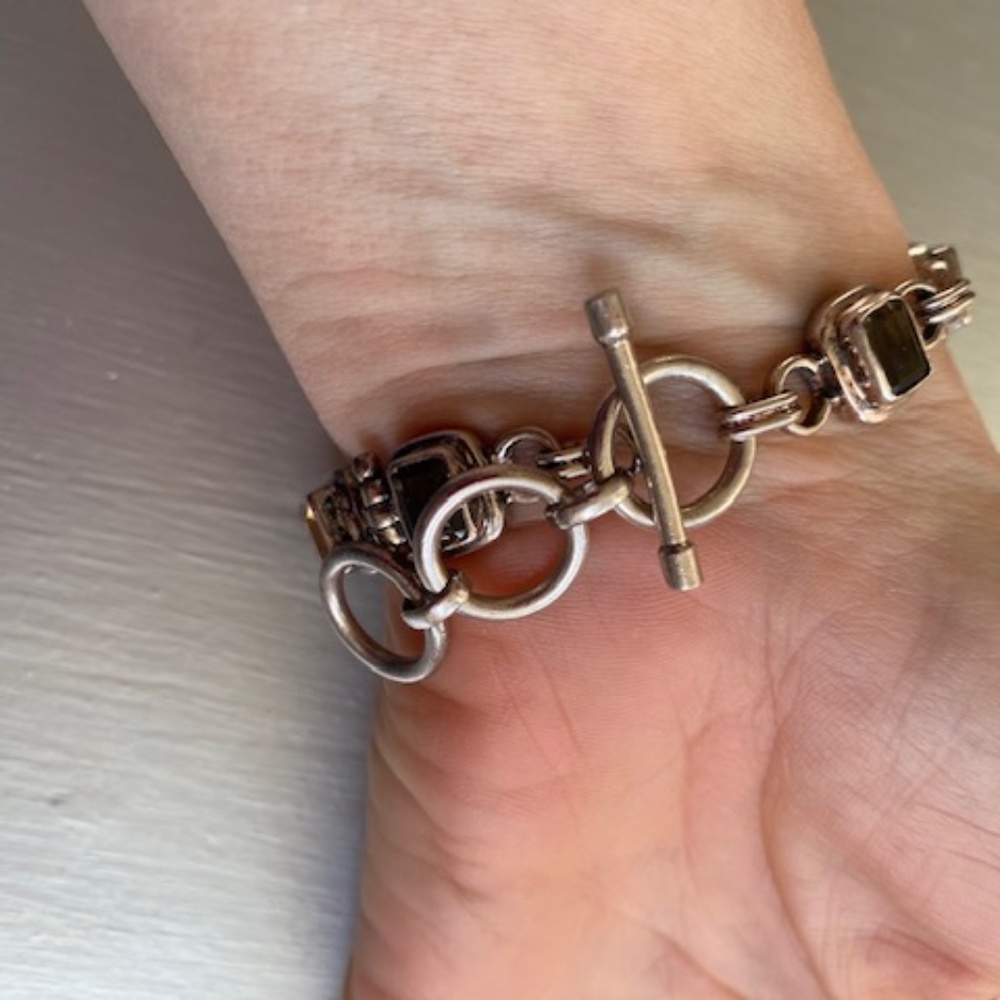 Sterling silver citrine and smokey topaz bracelet. - Picture 3 of 4